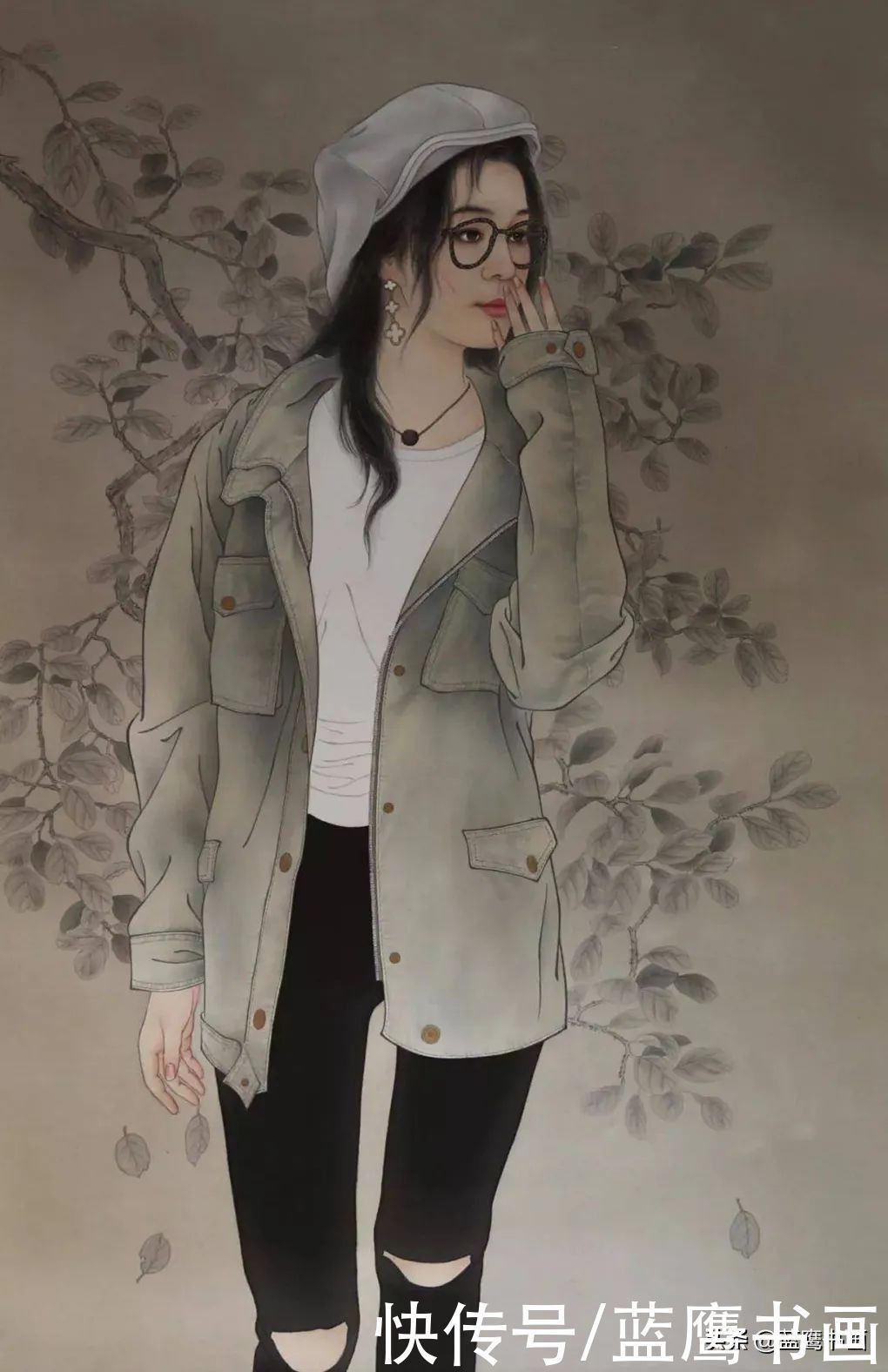 红妆$崔景哲的人物工笔画,展示了古典美的气质,吸引了绘画爱好者关注