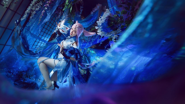 半遮面|cos：貂蝉猫影幻舞 镜之花 水中月 弦声起 半遮面