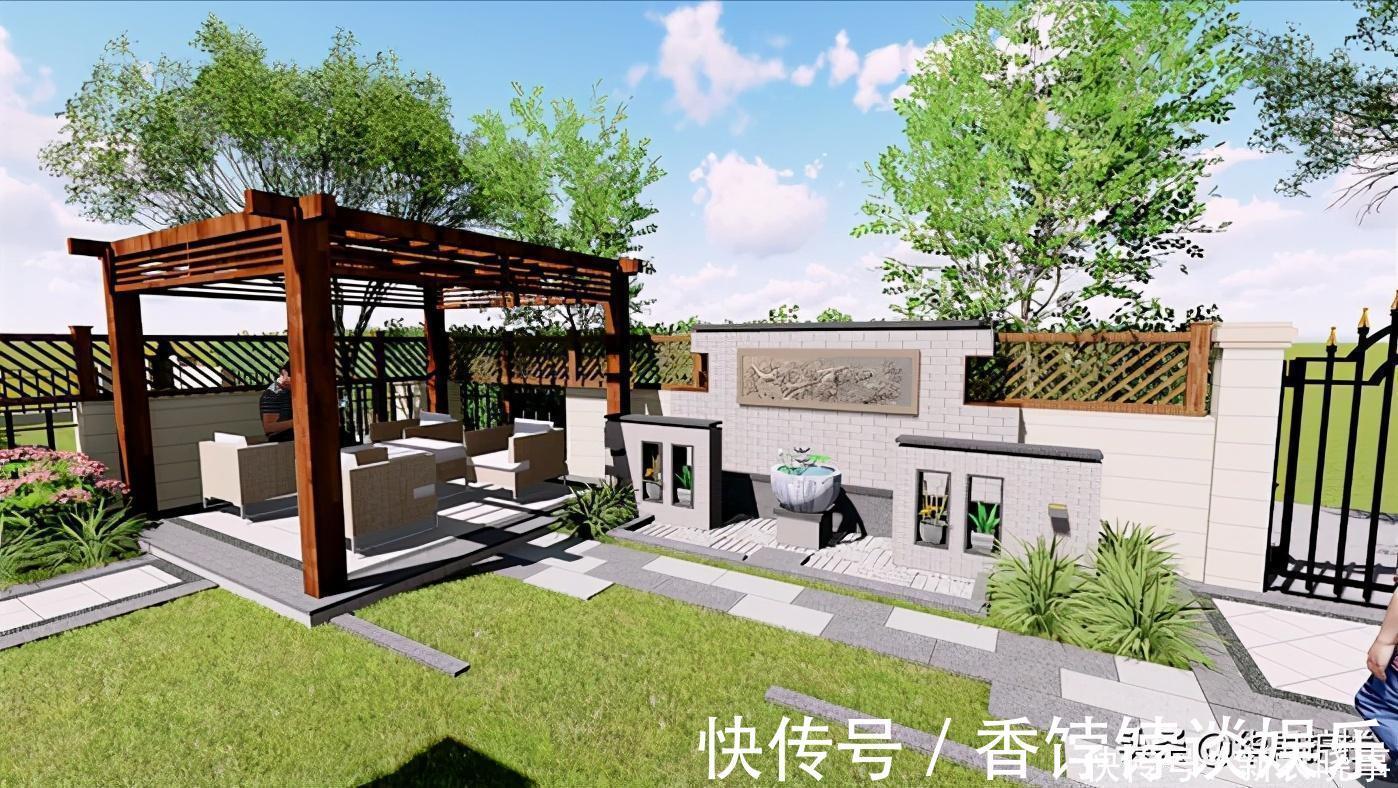 庭院|农村建房还是有个院子好，养鸡养鱼种菜，占地一亩中式大院好安逸