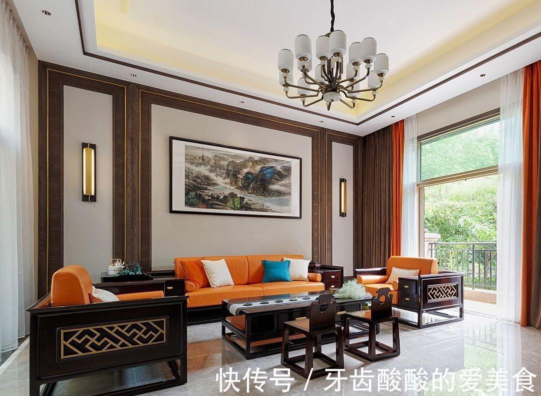 橙黄色|450平的中式别墅，拥有与众不同的清雅，让你领悟中式文化的魅力