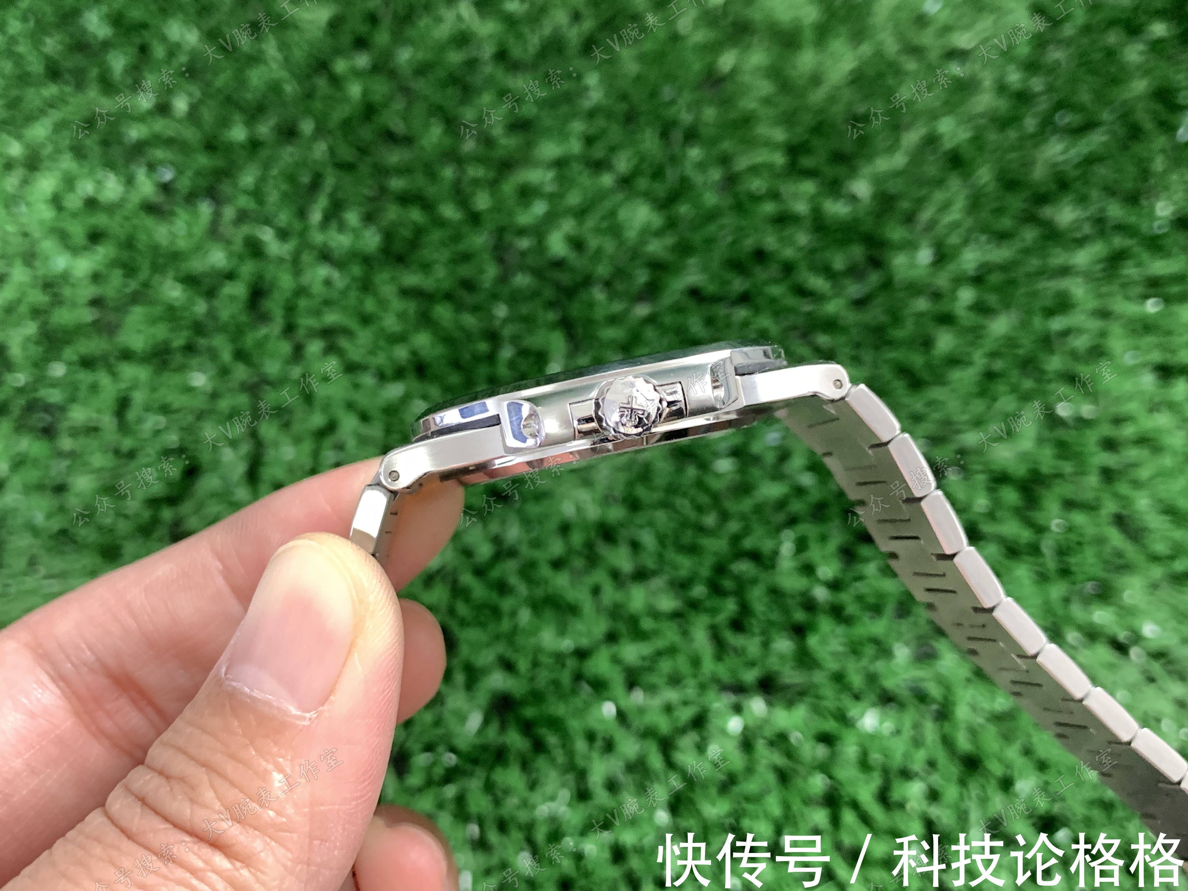 镶钻 橄榄绿色盘面鹦鹉螺改装后镶钻圈口,鹦鹉螺5711绿面无损改装后镶钻腕表!