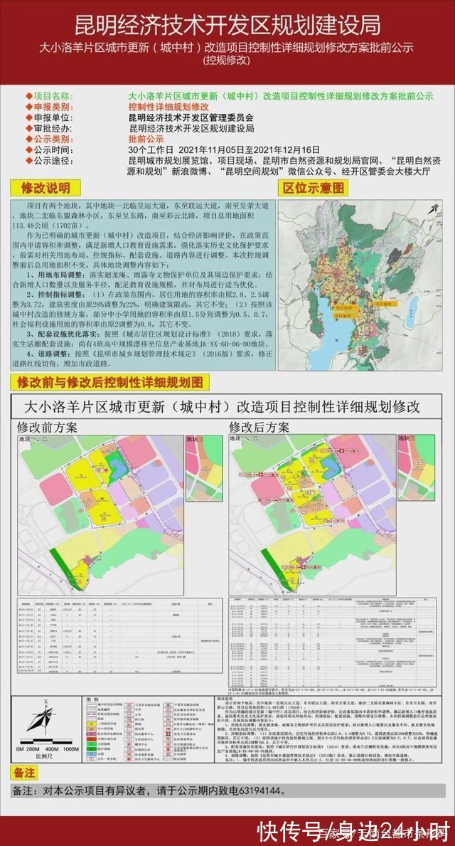 用地|1702亩城改项目批前公示，调整了容积率，新增了这些项目