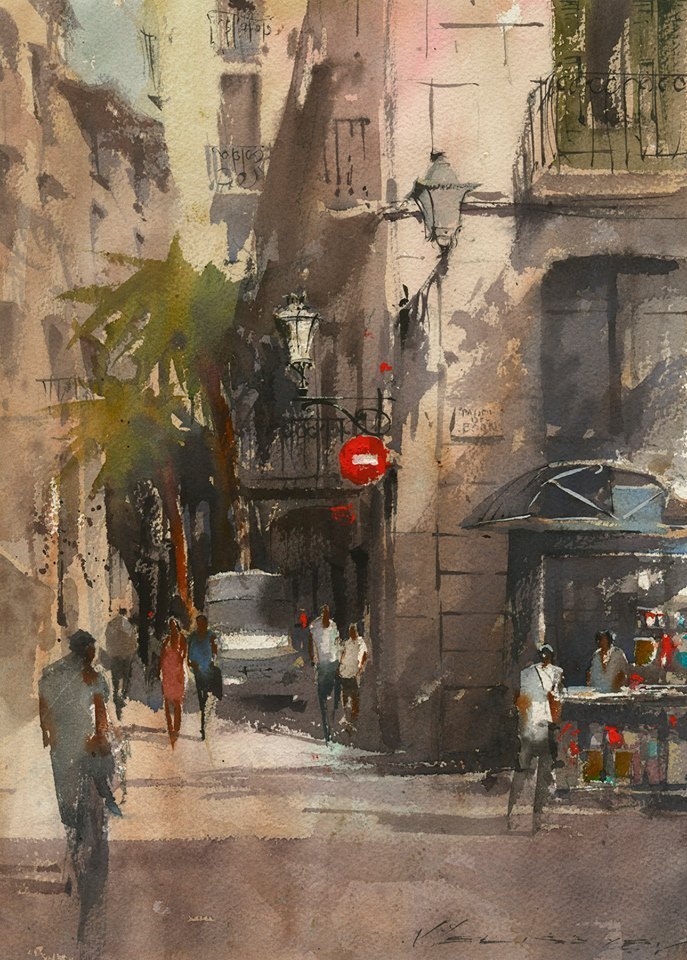 弗拉迪斯拉夫!印象水彩/美国当代艺术家弗拉迪斯拉夫水彩作品