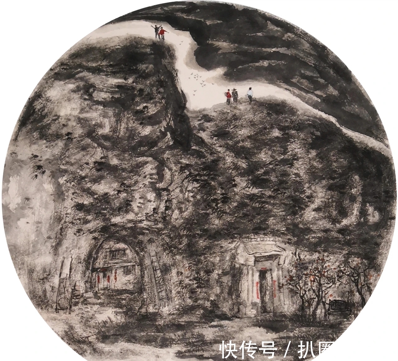 水墨$山水画|他画的水墨乡村系列,笔墨朴实无华,但有鲜活的场景感