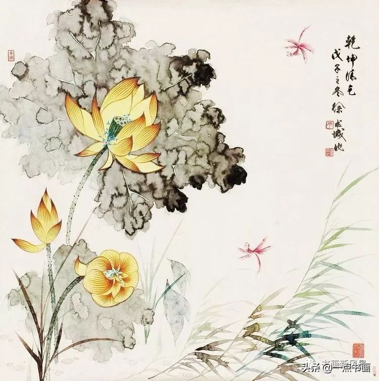 荷花|徐书城画荷花，工写结合，别具一格