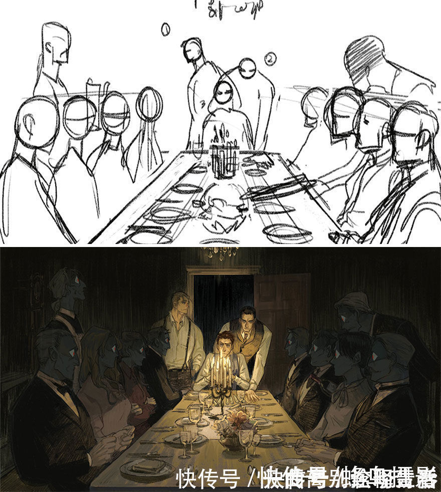 艺术家们@27个初稿与成品对比照,前后差距太大,网友:这是同一副画吗