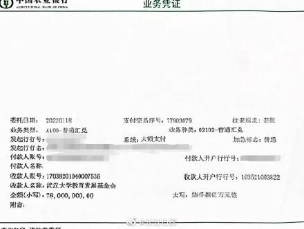 武大|到账！武大校友匿名向母校捐赠7800万元