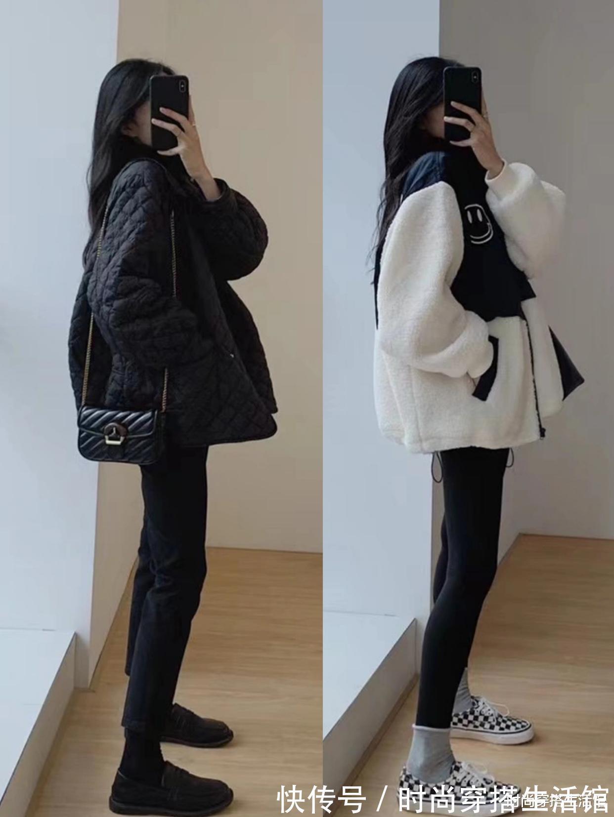 鲨鱼裤|羽绒服下面不一定配裙子,现在流行这样穿,时髦保暖,冬季穿很美