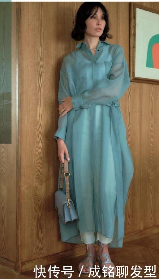 收腰感|四十岁后靠气质稳赢,学日本女人的衬衫裙穿搭,照着穿显瘦又时髦