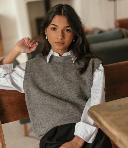 3个毛衣搭衬衫的组合，让基本款穿出不同风格，通勤穿搭可以更有趣好看