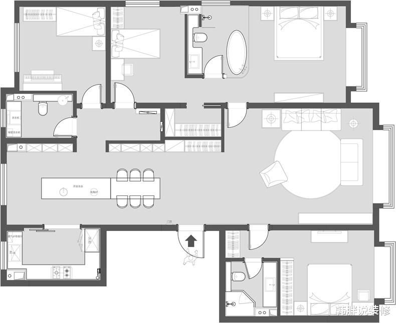 走墙|160㎡极简新房，给装修做减法，大白墙+无主灯，那叫一个高级