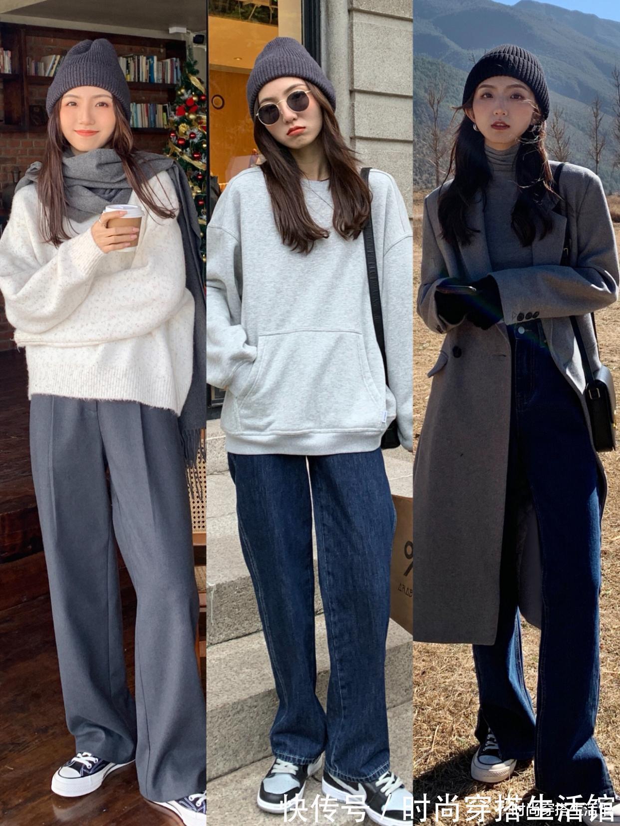 针织衫|冬天穿针织衫,怎么搭配外套和裤子?看她就知道了