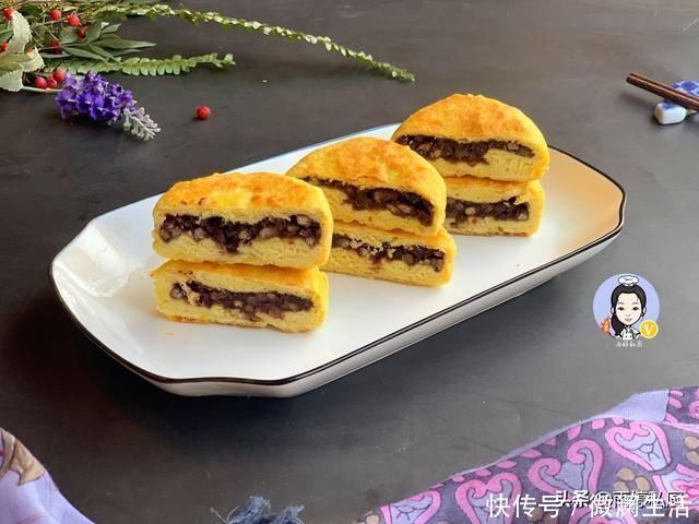 红豆馅|我家最近爱上了这款早餐饼，不用发酵，金黄暄软，连吃3天都不腻