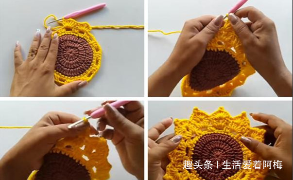 毛线钩针编织向日葵合集，DIY手工编织附图解教程