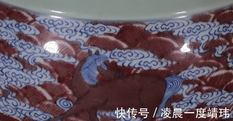 青花@清中期,粉青釉青花釉里红双象耳赏瓶