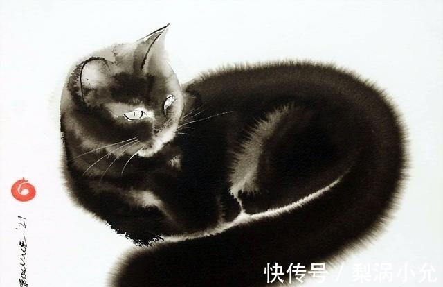 动物&水墨是中国传统绘画,老外用它画动物——别说另有一番意境