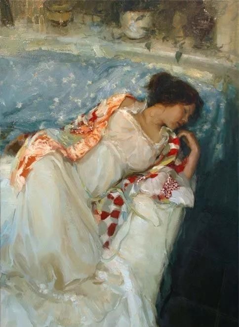 笔法!一位年轻的美女画家,用多变的笔法画出别样的美感