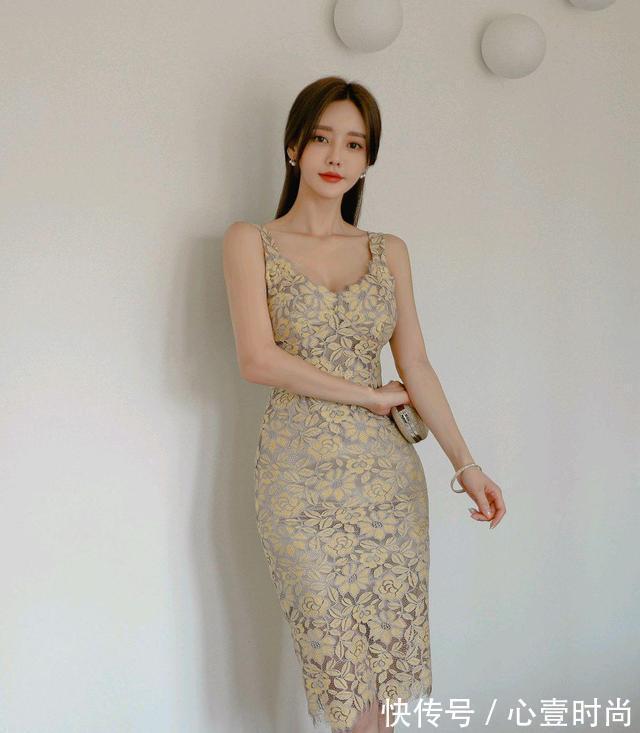 晚礼裙|女神孙允珠高清时尚搭配:塞维利亚金箔桂叶香槟晚礼裙