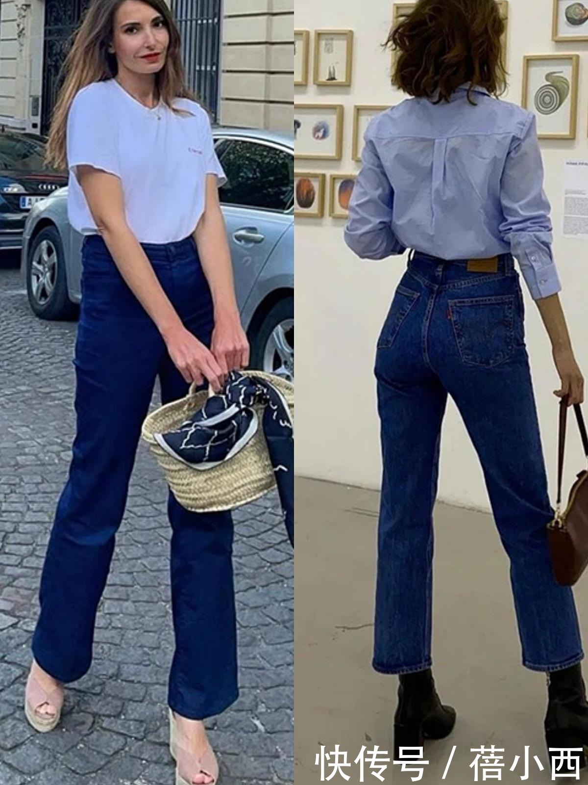 牛仔裤|法式穿搭少不了牛仔裤搭配,推荐一组时髦精街拍造型,潮人都在穿