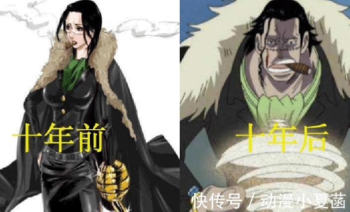 不忍直视|海贼王；七武海十年前旧照，老沙性别不详，年轻时的鹰眼不忍直视
