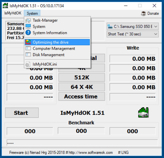 IsMyHdOK – 免费硬盘基准测试工具 检测硬盘读写速度