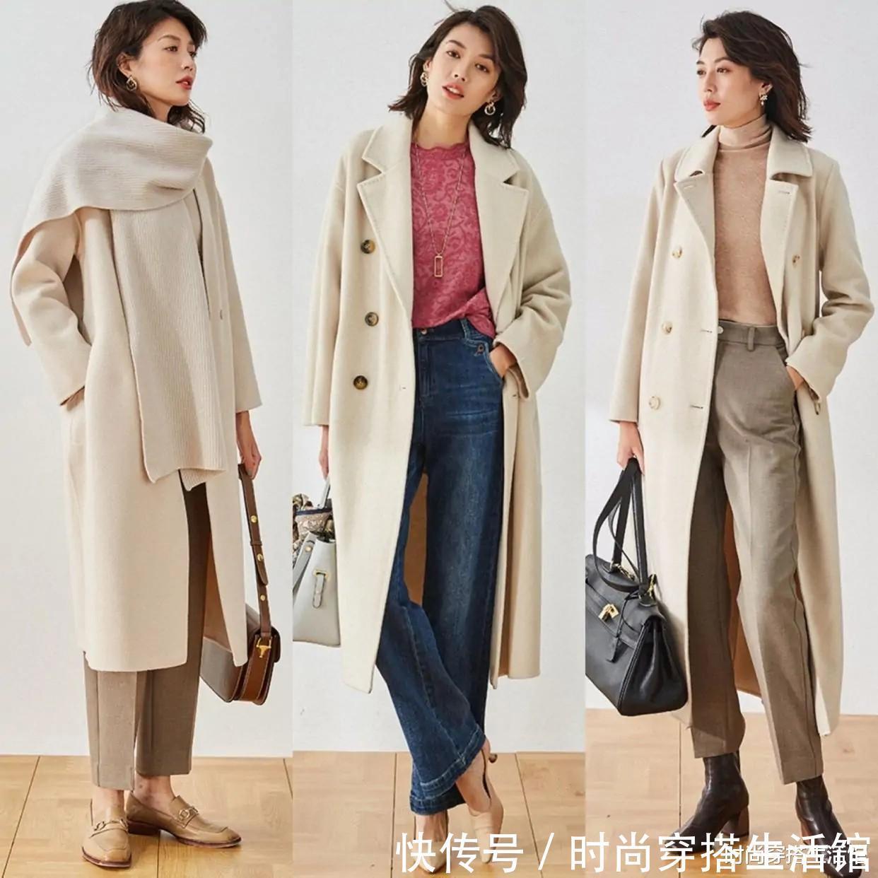 直筒裤|讲真,冬天穿大衣还是别配打底裤,换一种方式更时髦保暖