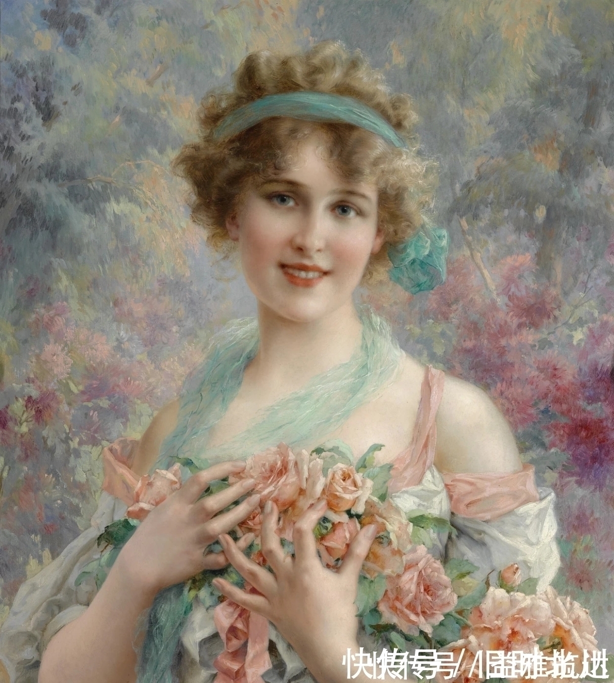 女子&不愧是学院派代表画家,画中的女子如此可爱动人