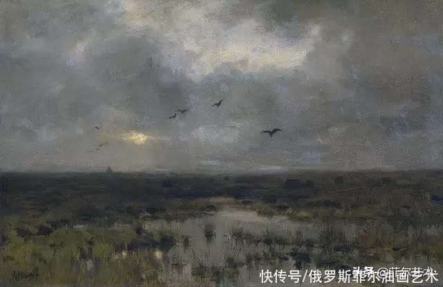 盛开的桃花|荷兰画家,海牙画派的代表人物~梵高妹夫的风景油画作品欣赏