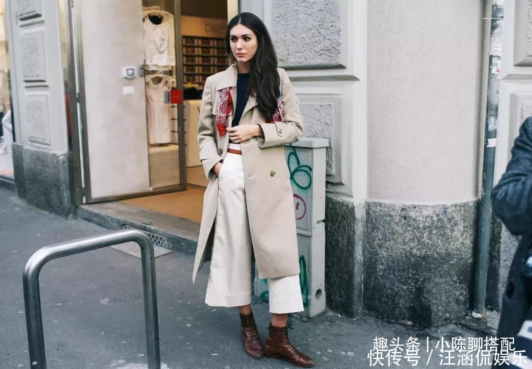 穿对了风衣+阔腿裤有多美最简单的搭配思路,给你早秋搭配灵感