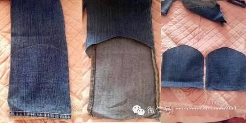 一条牛仔裤大改造成小书包+手提包+小棉鞋