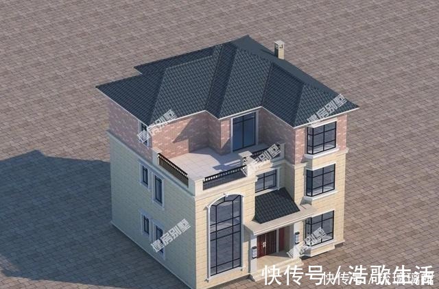 外墙面|4栋12×11米农村别墅,前三栋客厅挑空设计,两层也够大气!