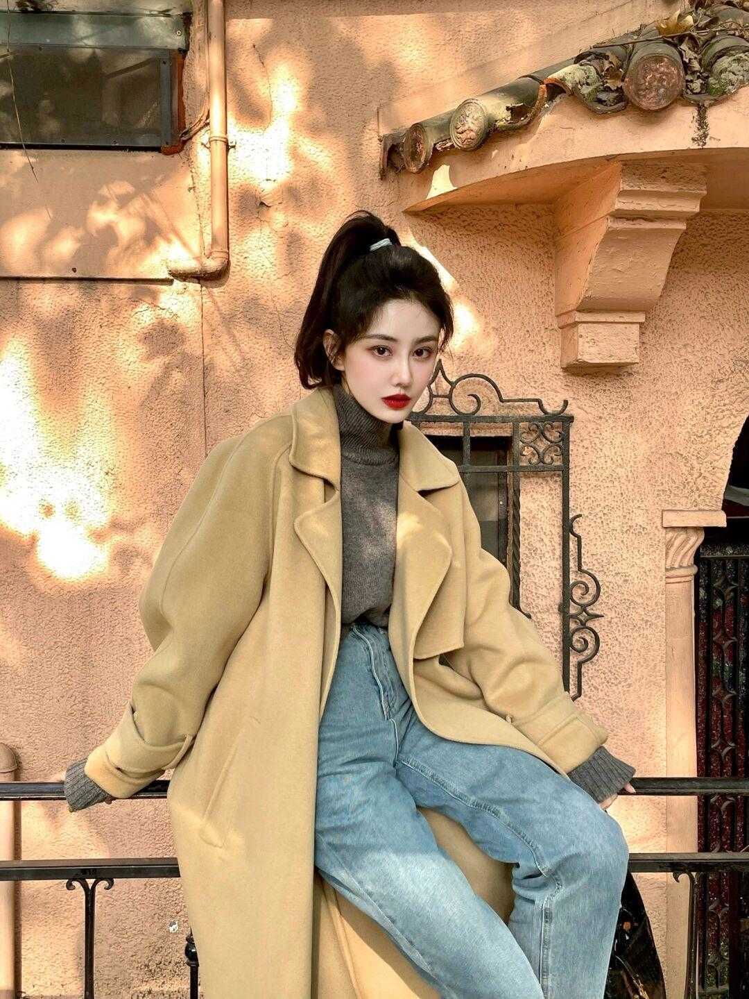 白裤子|最近又降温了,冬天大衣别老配打底裤,换种方式更保暖