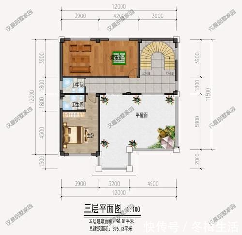 楼梯|12X12米户型方正农村三层简欧风格，新年回乡盖别墅就选它！