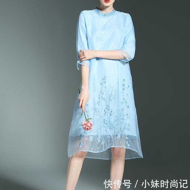 泡泡袖 中长袖连衣裙,30-40岁成熟女性的最爱,穿出端庄典雅好气质