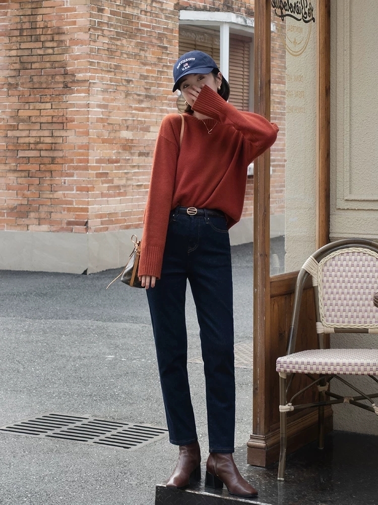 半身裙|30+女性秋后降温怎么穿?毛衣针织衫配牛仔裤高级减龄,温柔优雅