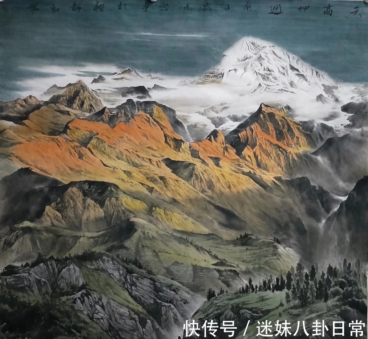 画家!一位青年画家的山水画很写实,有韵有境,不输西方风景画!