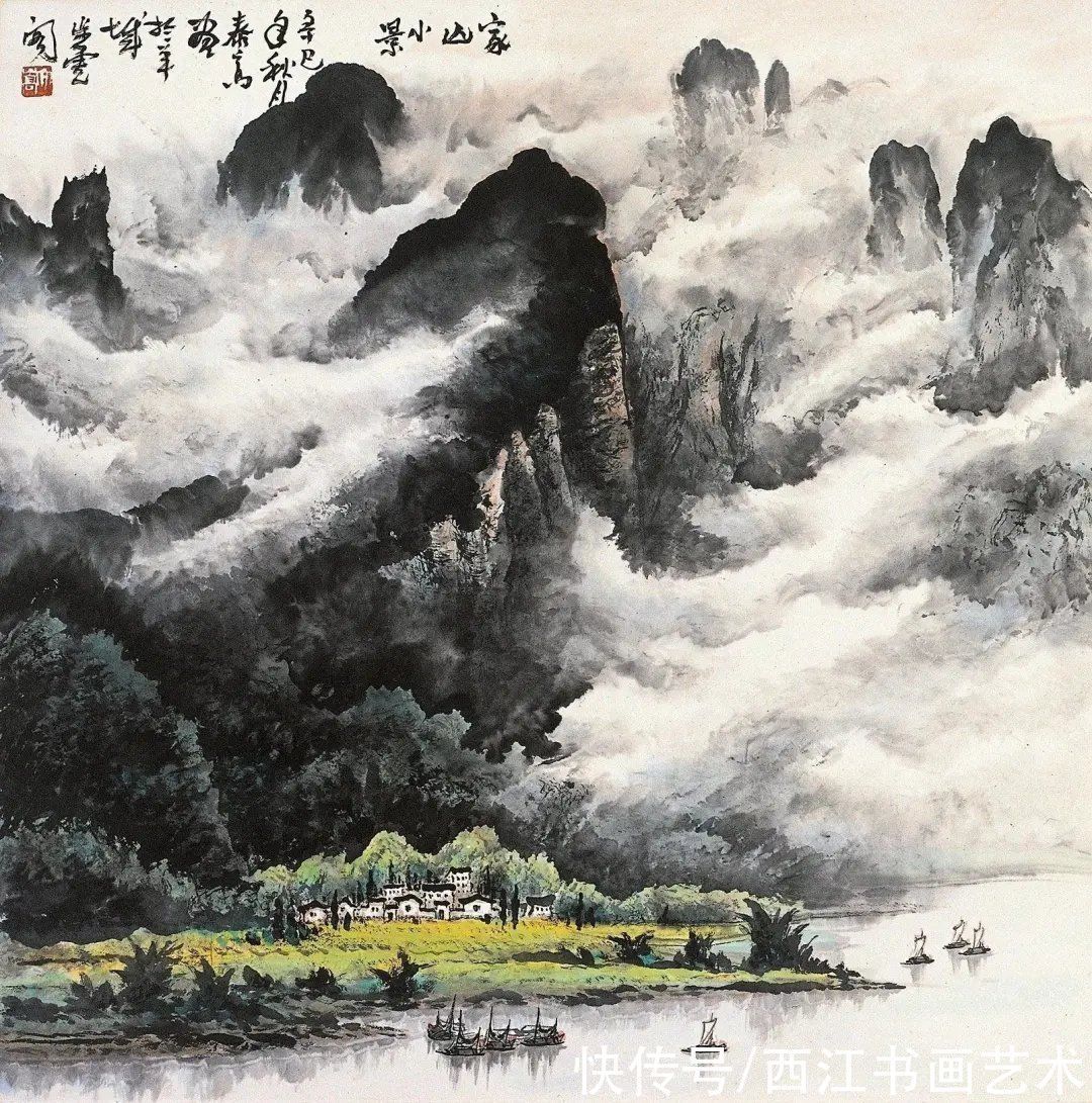 绿野秀岩#春晚绿野秀 岩高白云屯：这位岭南派画家笔下的云山雾海，厉害了