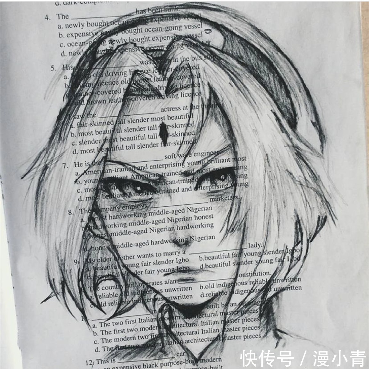 人物!画师上英文课开小差,画出了经典的人物形象,难道美术课不能画吗