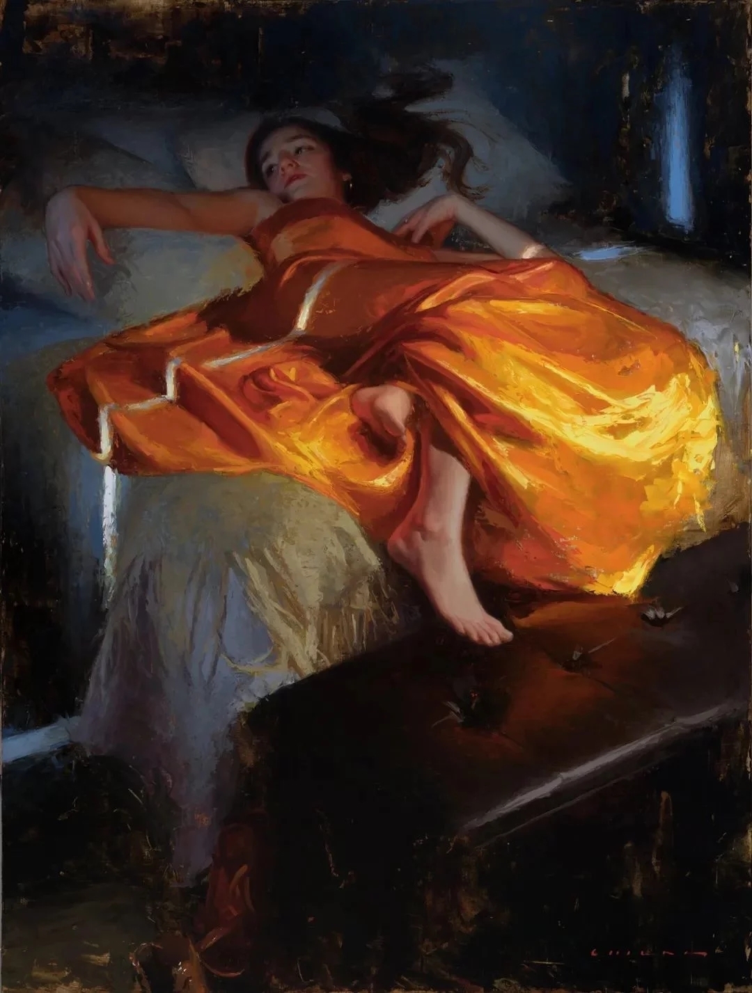 油画#每一幅肖像油画中,凯西·查尔兹都努力捕捉到人类形态的美