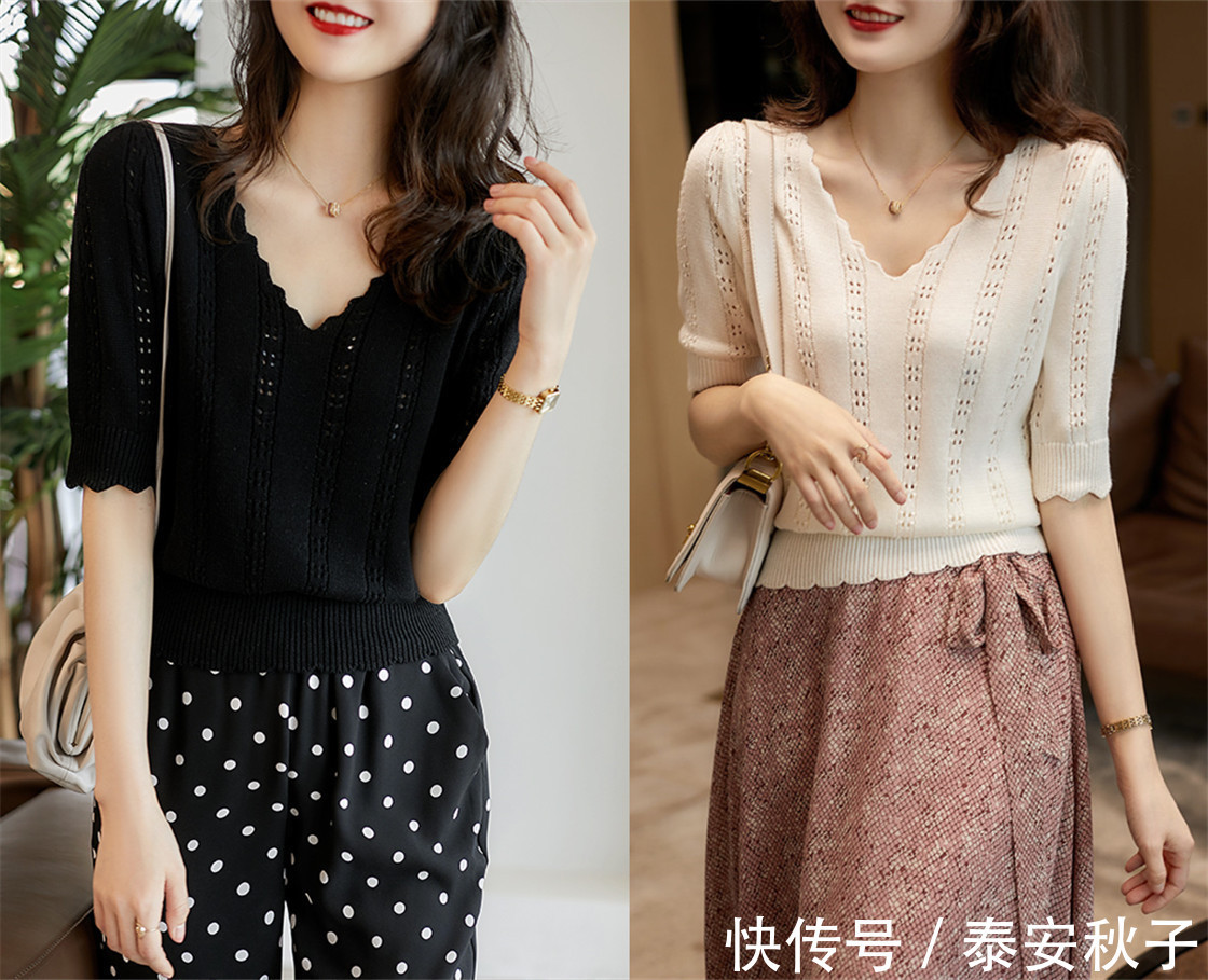 v领|夏日的“针织衫”怎么穿搭才显瘦？玩转轻薄衫，轻松美出新高度！