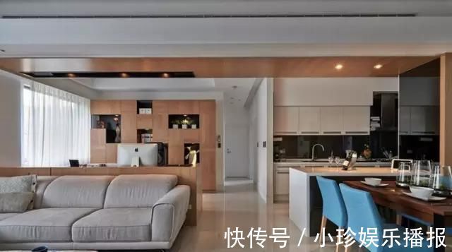 客厅|139㎡现代简约风三居室,书房和客餐厅放在一起,不要太好看