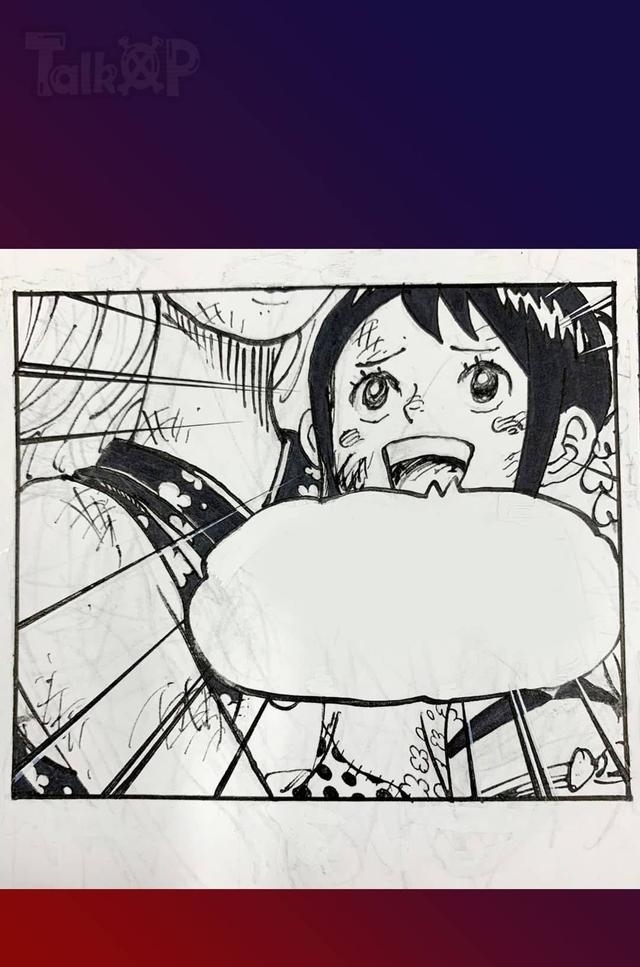 作者|海贼王1018话尾田荣一郎原稿，清晰的作者笔迹