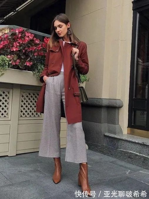 直筒裤 九分裤+短靴=入冬最潮搭配套路,显瘦显高帅翻天!