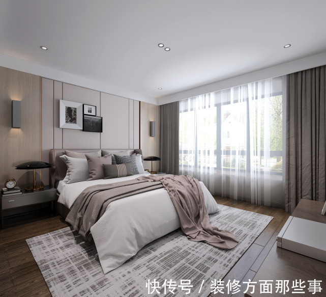 卧室|186平现代四居室干净利落,卧室很温馨