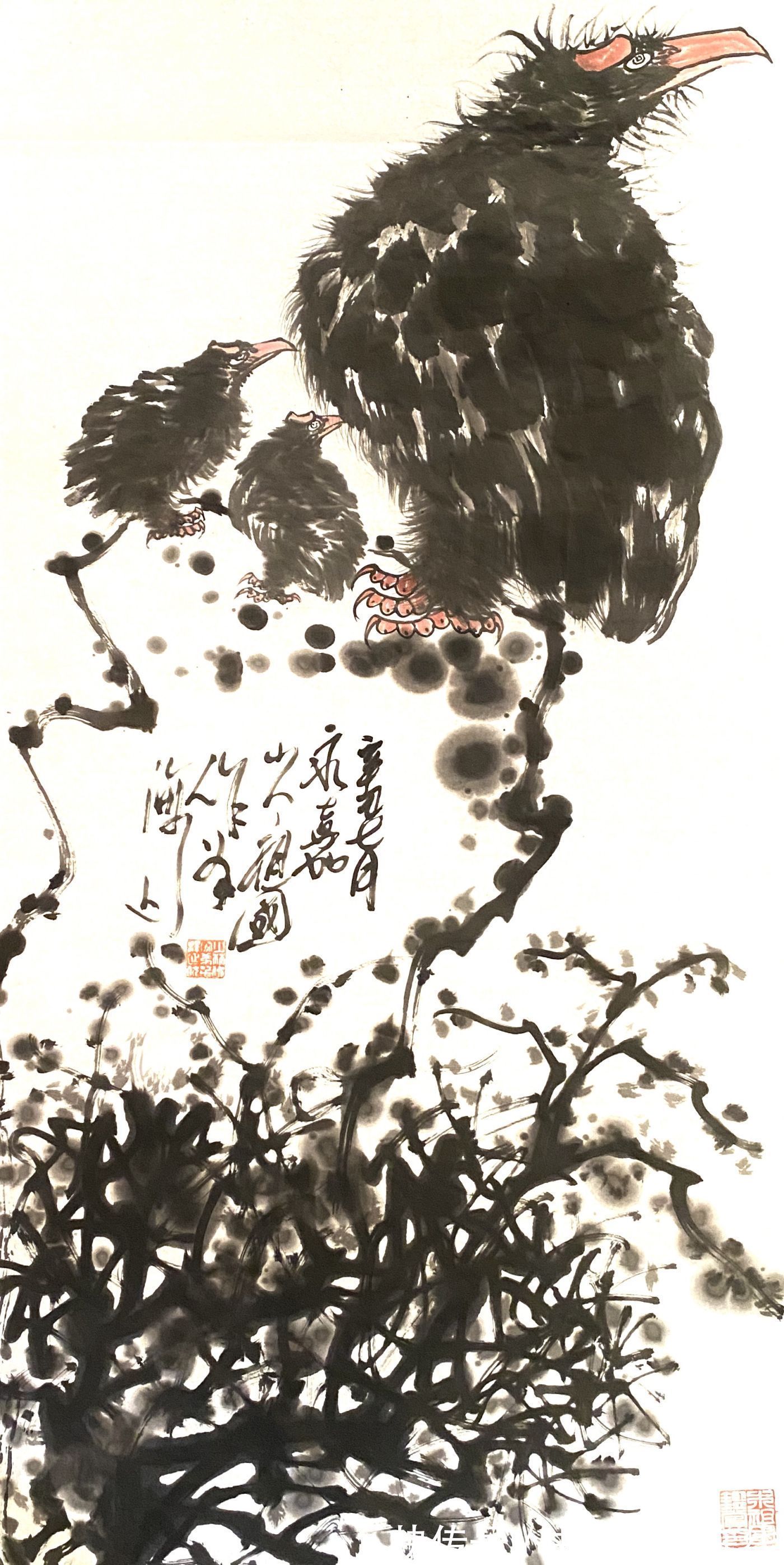 爱德华|笔下雄鹰俊,翼展能冲天——国画家、画鹰大家、指墨画艺术大师朱祖国