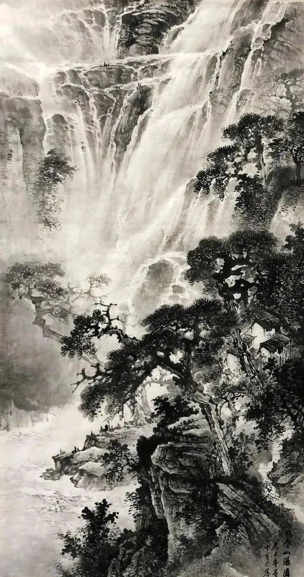 吕少华|“飞流直下三千尺,疑是银河落九天”!这水墨山水,绝了!