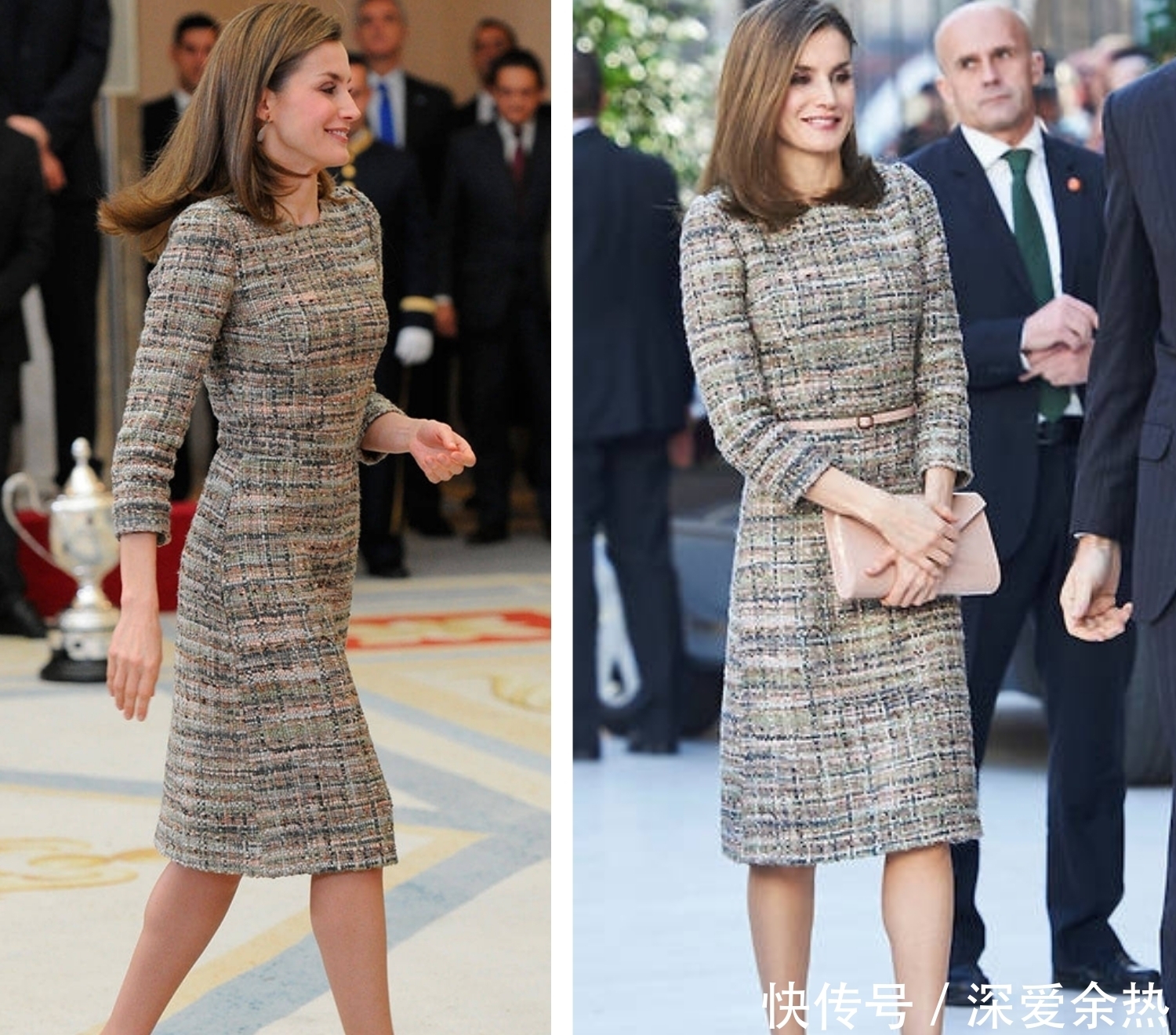 效果|西班牙王后又穿旧衣,加条腰带效果大不同,换个搭配温婉变惊艳