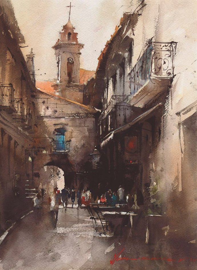 弗拉迪斯拉夫!印象水彩/美国当代艺术家弗拉迪斯拉夫水彩作品