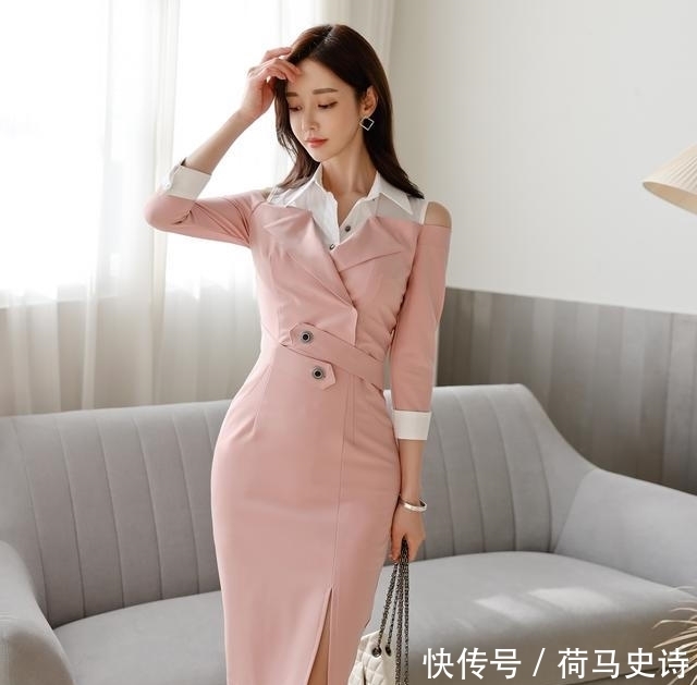 美人图鉴孙允珠:都市丽人浅粉小资伯爵职业裙