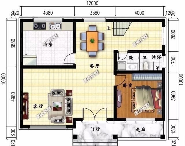 主体|开间12米左右的两层别墅,户型简单施工易,主体造价低!